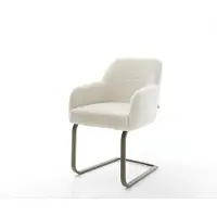 DELIFE Cantilever Greg-Flex tissu teddy beige pied cantilever plat aspect titane resorts ensachés