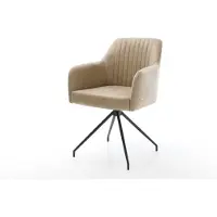 DELIFE Chaise-de-salle-à-manger Greg-Flex microvelours beige vintage pied croisé conique noir ressorts ensachés