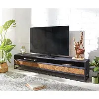 DELIFE Meuble-TV Famke 200 cm mangue teck 2 compartiments 3 tiroirs