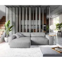 DELIFE Canapé d'angle Sirpio XL 270x170 cm Microfibre Gris Recamiere variable avec Tabouret