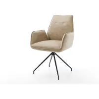 DELIFE Chaise-de-salle-à-manger Zoa-Flex microvelours beige vintage pied croisé conique noir ressorts ensachés