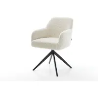 DELIFE Chaise-pivotante Greg-Flex tissu teddy beige pied croisé large noir pivotement sur 360° fonction bascule resorts ensachés