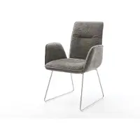DELIFE Chaise-de-salle-à-manger Vinja-Flex bouclé doux couleur boue pied trapèze acier inoxydable
