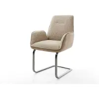DELIFE Cantilever Zoa-Flex tissu mixte couleur boue pied cantilever plat acier inoxydable brossé ressorts ensachés