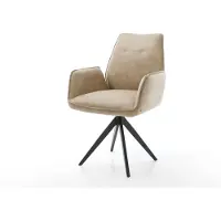 DELIFE Chaise-de-salle-à-manger Zoa-Flex microvelours beige vintage pied croisé angulaire noir ressorts ensachés