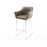 DELIFE Chaise-de-bar Yulo-Flex vintage taupe cadre patin acier inoxydable