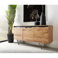 DELIFE Buffet Stonegrace 147x45 cm acacia nature 3 portes tronc d'arbre