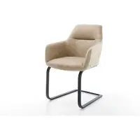 DELIFE Cantilever Pejo-Flex microvelours beige vintage pied cantilever plat noir ressorts ensachés