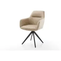 DELIFE Chaise-de-salle-à-manger Pejo-Flex microvelours beige vintage pied croisé angulaire noir ressorts ensachés