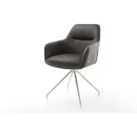 DELIFE Chaise-de-salle-à-manger Pejo-Flex microvelours anthracite vintage pied croisé conique acier inoxydable brossé ressorts ensachés