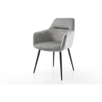 DELIFE Chaise-de-salle-à-manger Pejo-Flex velours gris 4 pieds coniques noir ressorts ensachés