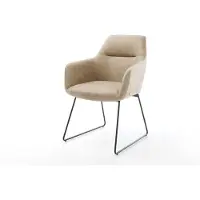 DELIFE Chaise-de-salle-à-manger Pejo-Flex microvelours beige vintage pied trapèze noir ressorts ensachés