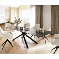 DELIFE Table-à-manger Edge 300x100cm Laminam céramique marron pieds milieu croisé noir