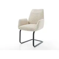 DELIFE Cantilever Zoa-Flex côtelé beige vintage pied cantilever plat noir ressorts ensachés