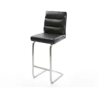 DELIFE Chaise-de-bar Pela-Flex cuir véritable noir chaise cantilever acier plat inoxydable