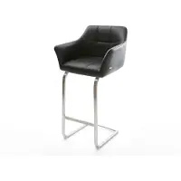 DELIFE Chaise-de-bar Yulo-Flex cuir véritable noir chaise cantilever acier plat inoxydable