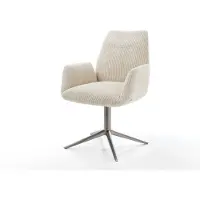 DELIFE Chaise-pivotante Zoa-Flex côtelé beige pied de chaise 4 branches grafiete pivotement sur 360° fonction bascule ressorts ensachés