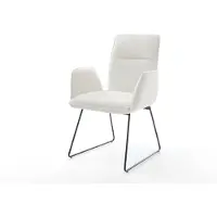 DELIFE Chaise-de-salle-à-manger Vinja-Flex bouclé doux beige pied trapèze noir