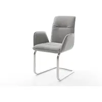 DELIFE Cantilever Vinja-Flex tissu structuré doux gris pied cantilever plat acier inoxydable