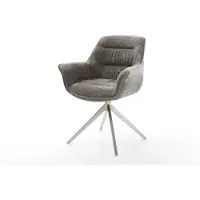 DELIFE Chaise-pivotante Kaira-Flex bouclé doux couleur boue pied croisé large acier inoxydable pivotement sur 360° fonction bascule