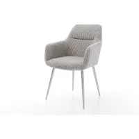 DELIFE Chaise-de-salle-à-manger Pejo-Flex côtelé gris argenté 4 pieds coniques acier inoxydable brossé ressorts ensachés