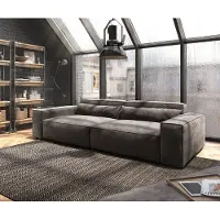 DELIFE Grand Canapé Sirpio XL 270x130 cm Microfibre Marron Kaki avec Tabouret