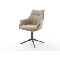 DELIFE Chaise-pivotante Alja-Flex avec accoudoirs tissu mixte couleur boue pied de chaise 4 branches aspect titane pivotement sur 360° fonction bascule ressorts ensachés
