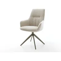 DELIFE Chaise-pivotante Zelia-Flex avec accoudoirs tissu tissé doux beige pied croisé large aspect titane pivotement sur 360° fonction bascule resorts ensachés