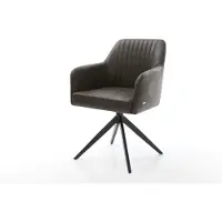 DELIFE Chaise-de-salle-à-manger Greg-Flex microvelours anthracite vintage pied croisé large noir ressorts ensachés
