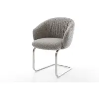 DELIFE Cantilever Caja-Flex avec accoudoirs bouclé gris argenté pied cantilever plat acier inoxydable brossé ressorts ensachés