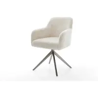 DELIFE Chaise-pivotante Greg-Flex peluche crème-blanc pied croisé large grafiete pivotement sur 360° fonction bascule resorts ensachés