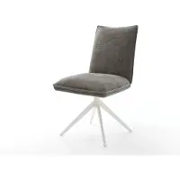 DELIFE Chaise-pivotante Lelio-Flex bouclé doux couleur boue pied croisé large blanc pivotement sur 360° fonction bascule resorts ensachés