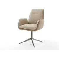 DELIFE Chaise-pivotante Zoa-Flex tissu mixte couleur boue pied de chaise 4 branches acier inoxydable brossé pivotement sur 360° fonction bascule ressorts ensachés