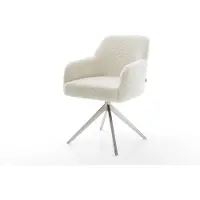 DELIFE Chaise-pivotante Greg-Flex tissu teddy beige pied croisé large acier inoxydable pivotement sur 360° fonction bascule resorts ensachés