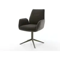 DELIFE Chaise-pivotante Zoa-Flex tissu mixte noir pied de chaise 4 branches aspect titane pivotement sur 360° fonction bascule ressorts ensachés