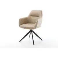 DELIFE Chaise-pivotante Pejo-Flex microvelours beige vintage pied croisé large noir pivotement sur 360° fonction bascule ressorts ensachés
