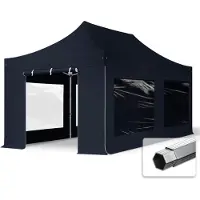 TOOLPORT 3x6 m Tonnelle pliante Alu, PVC 850, côtés panoramiques, noir