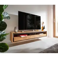 DELIFE Buffet bas Stonegrace 175 cm acacia nature 1 compartiment 3 tiroirs placage en pierre flottant
