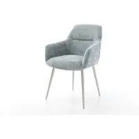 DELIFE Chaise-de-salle-à-manger Pejo-Flex chenille bleu pastel 4 pieds coniques acier inoxydable brossé ressorts ensachés