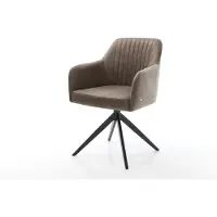 DELIFE Chaise-pivotante Greg-Flex microvelours taupe vintage pied croisé large noir pivotement sur 360° fonction bascule ressorts ensachés