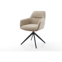 DELIFE Chaise-pivotante Pejo-Flex tissu mixte couleur boue pied croisé large noir pivotement sur 360° ressorts ensachés