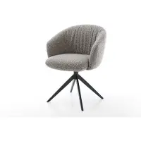 DELIFE Chaise-pivotante Caja-Flex avec accoudoirs bouclé gris argenté pied croisé large noir pivotement sur 360° ressorts ensachés