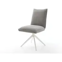 DELIFE Chaise-pivotante Lelio-Flex tissu structuré doux gris pied croisé large blanc pivotement sur 360° fonction bascule resorts ensachés