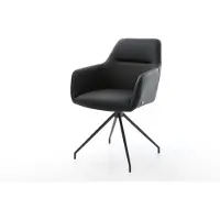 DELIFE Chaise-de-salle-à-manger Pejo-Flex cuir de vache noir pied croisé conique noir ressorts ensachés