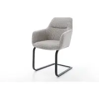 DELIFE Cantilever Pejo-Flex côtelé gris argenté pied cantilever plat noir ressorts ensachés