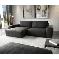 DELIFE Canapé d'angle Lanzo XL 270x180 cm Imitation cuir Vintage Anthracite Recamière variable avec Tabouret