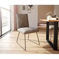 DELIFE Chaise-de-salle-à-manger Lelio-Flex microvelours taupe vintage pied trapèze noir ressorts ensachés