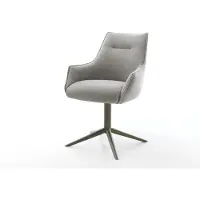 DELIFE Chaise-pivotante Alja-Flex avec accoudoirs tissu structuré doux gris pied de chaise 4 branches aspect titane pivotement sur 360° fonction bascule resorts ensachés