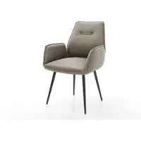 DELIFE Chaise-de-salle-à-manger Zoa-Flex cuir de vache couleur boue 4 pieds coniques noir ressorts ensachés