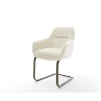 DELIFE Cantilever Pejo-Flex tissu teddy beige pied cantilever plat aspect titane resorts ensachés